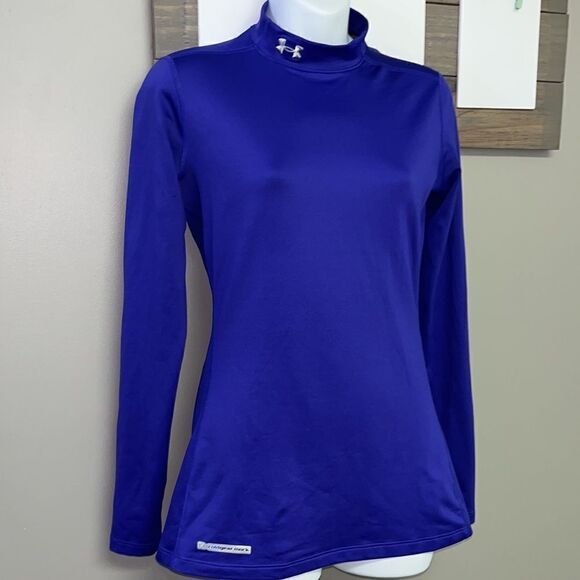 Under Armour Women’s Purple Fitted ColdGear Mock Neck Fit and Flare Pullover-Med - Picture 3 of 14